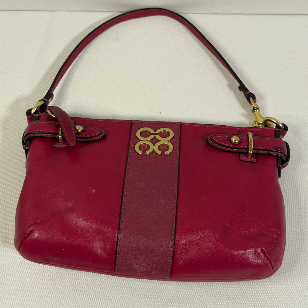 Coach Shoulder‎ Bag/Wristlet Magenta Pink Leather Interlocking C Logo Bag